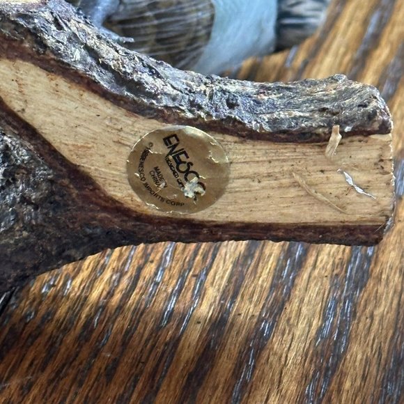 Vintage Enesco Unsigned Duck, Goose, Seagull On Wood Log Bird Figurines FLAWS - Picture 16 of 16